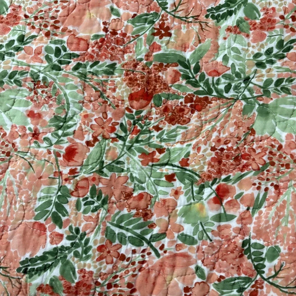 Nina Home by Nina Campbell Quilted Comforter  Floral Reversible Coral Green